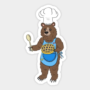 Grizzly bear baking Sticker